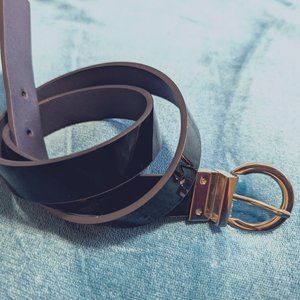 Navy blue reversible leather belt